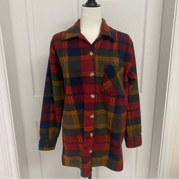 Fleece Plaid Button Up Shirt - Picture 1 of 7